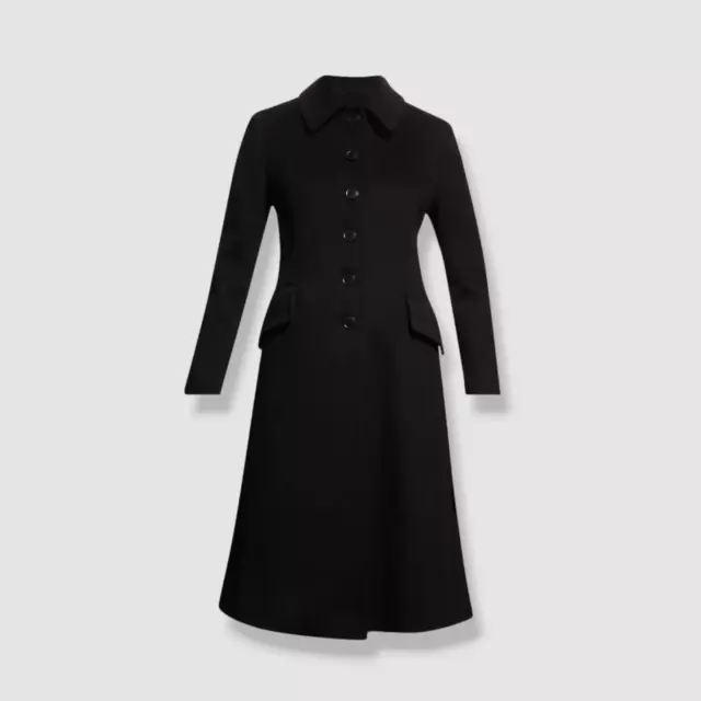 $1295 Fleurette Women's Black Rumi Wool Princess Coat Jacket Size 14