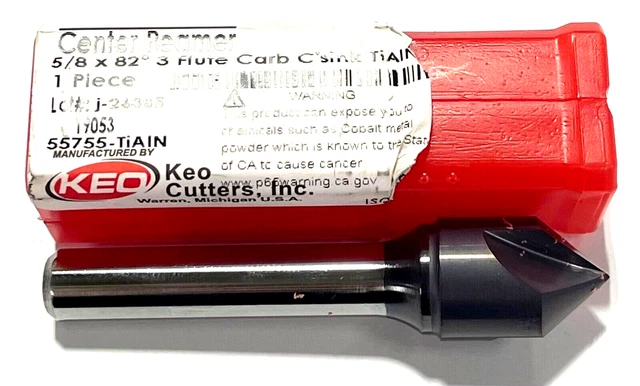 Keo 1-1/4" x 82° Solid Carbide Countersink 3 Flute TiAlN Coating USA Made