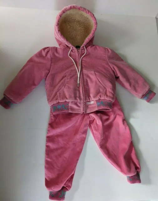 Girls 3T Pink Corduroy Oshkosh B'gosh Sherpa Jacket and Pants Set Vintage 1990s