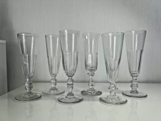 Superbe ensemble 6 ancienne flute coupe champagne en verre