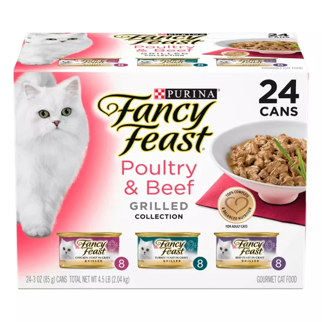Fancy Feast Poultry & Beef Grilled Wet Cat Food Variety Pack, Adult, 24 Can 85g