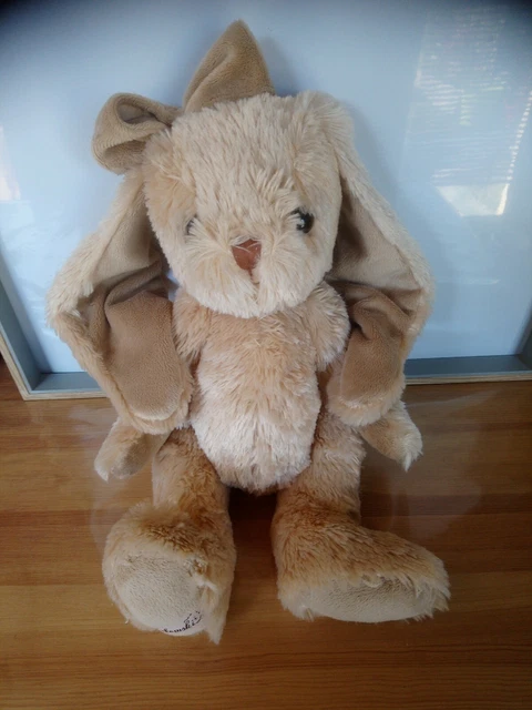 Peluche doudou lapin blanc beige clair noeud 40 cm Bukowski + cadeau