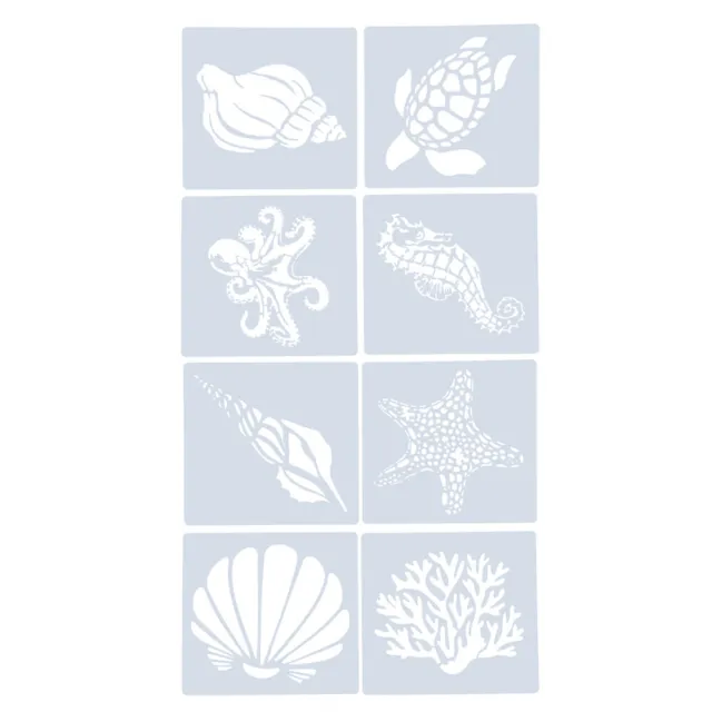 8 Pcs Painting Template Sea Life Stencils Holiday Drawing Template Card Child