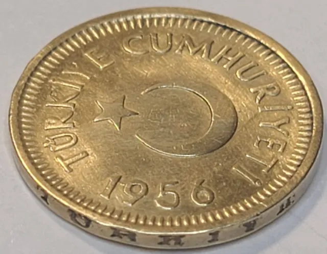 Turkey 1956 10 Kurus KM# 888 Brass Turkish Crescent US SELLER