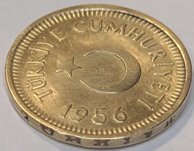 Turkey 1956 10 Kurus KM# 888 Brass Turkish Crescent US SELLER