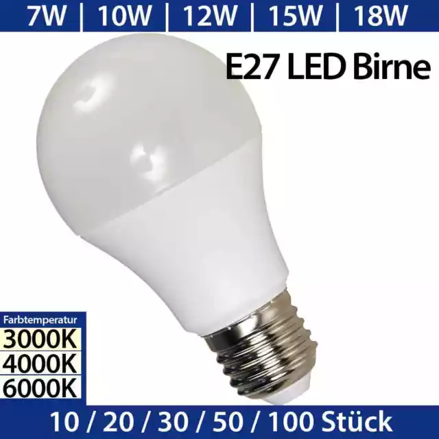 10er E27 LED Leuchtmittel GlühBirne 7W 10W 12W 15W 18W Warm- Neutral- Kaltweiß