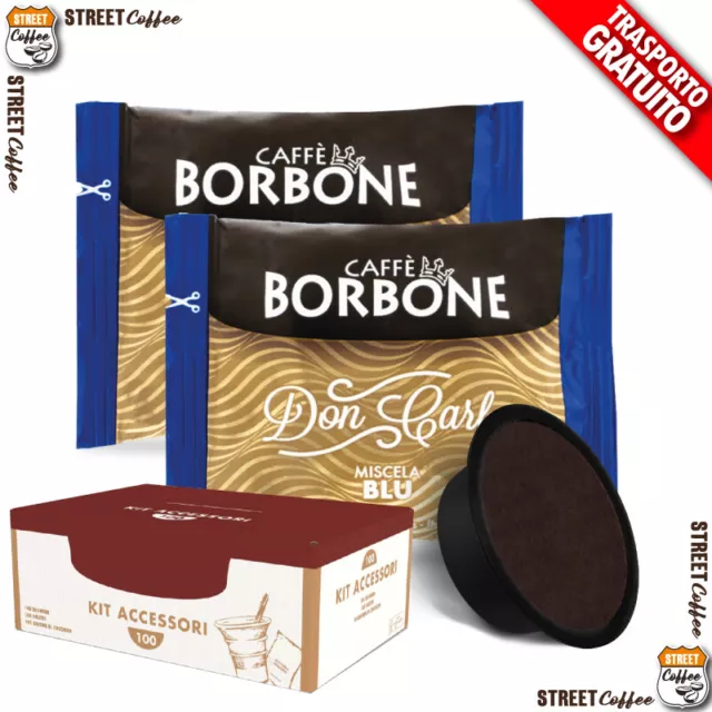 100 Capsule Borbone Don Carlo Blu compatibili a Modo mio + kit accessori gratis