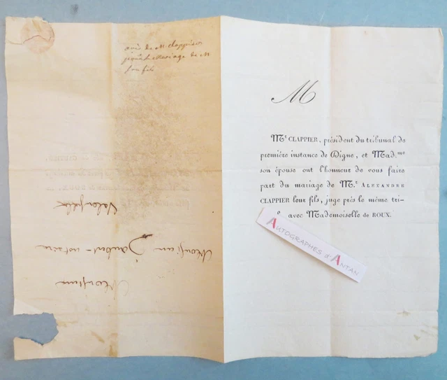 1881 FAIRE-PART DÉCÈS Philippe de WILDERMETH - La Tour-d'Aigues