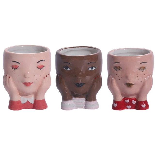 3 Pcs Pot De Fleur En Céramique Jardinière Décorative Fleurs Floral Plante