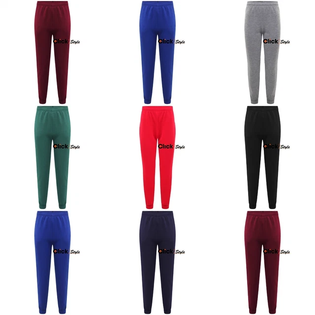 Unisex Boys Girls Fleece PE Gym School Jogging Bottoms Trousers Joggers Pants