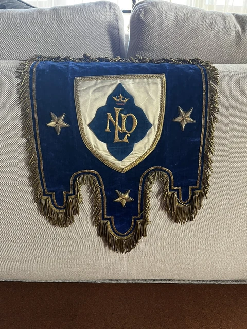 Embroidered antique altar cloth/banner Early 20th C. Cotton, damask and silk Embroidered antique altar cloth/banner Early 20th C. Cotton, damask and silk