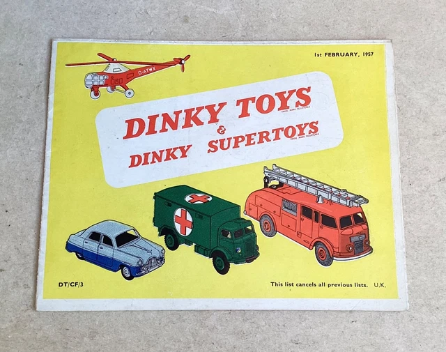 DINKY TOYS PRICE LIST LEAFLET Feb 1957 - Original 8 page Foldout (16 ...