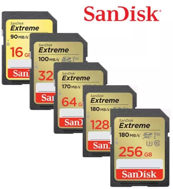 SanDisk 16Go 32Go 64Go 128Go SD SDHC SDXC C10 EXTREME 4K U3 V30 Carte Mémoire FR