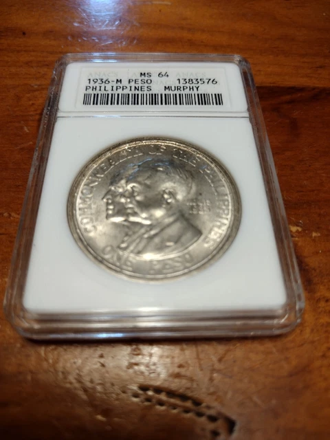 1936-M Philippines Peso Murphy ANACS MS 64
