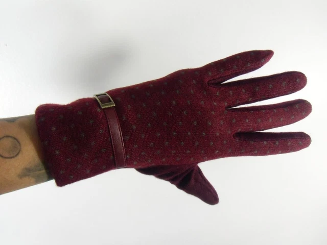 Gants oranges hiver femme laine chauds finition dentelle et noeud rétro vintage