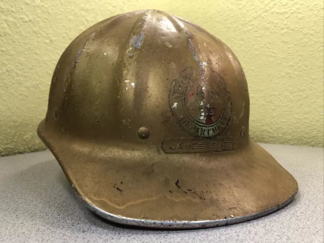 Vintage SuperLite Gold Hard Safety Hat Cap Fibre Metal W/ Liner Antique