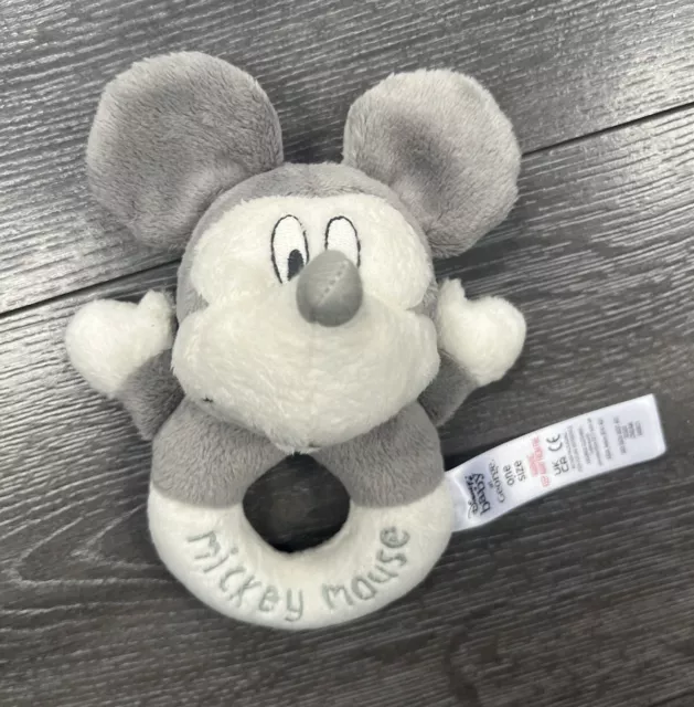 Disney Baby at George - Mickey Mouse Ring Rassel - grau und weiß