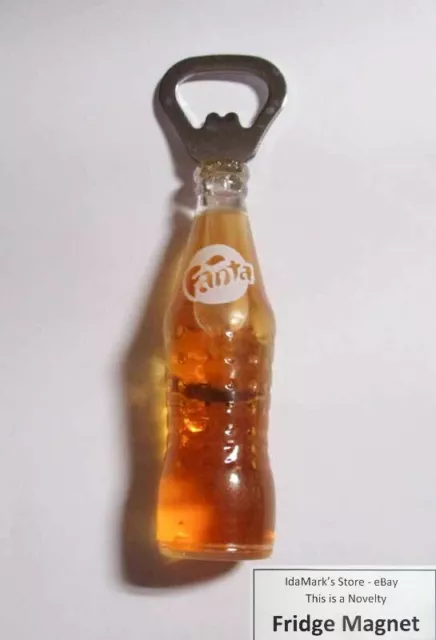FANTA Orange NOVELTY Mini Bottle OPENER & FRIDGE MAGNET 6" Long Coca Cola Metal