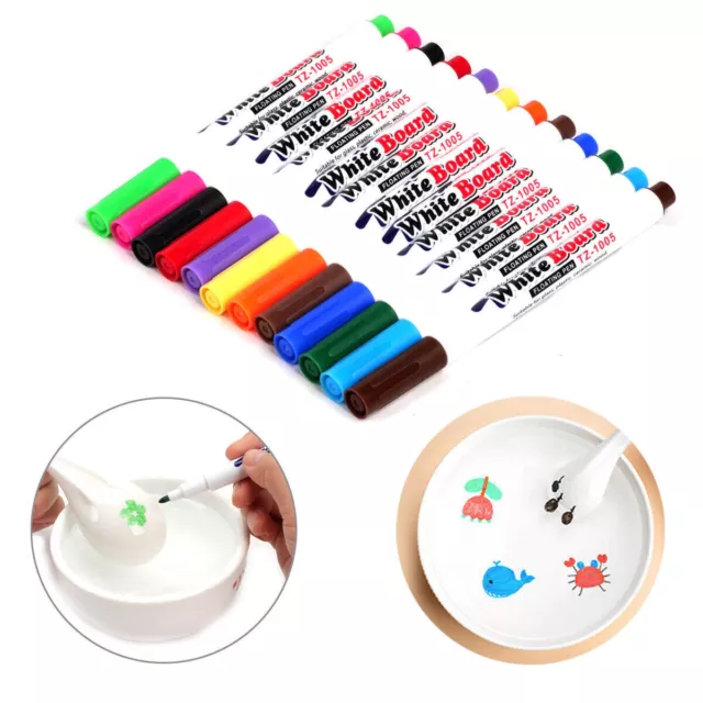 12 Assorted Colour White Board Whiteboard Marker Pen Dry Wipe Erase Fine Tip