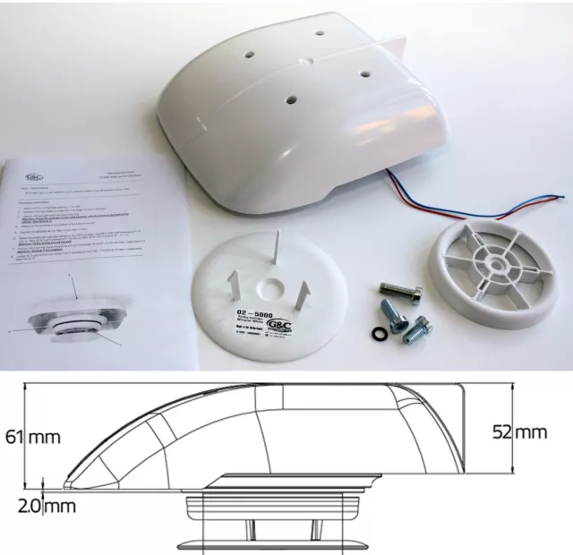 Petit Bas Profil Motorisé Toit Camionnette Vent Blanc Compact Extracteur Taxi