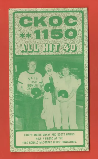 CKOC 1150 ALL HIT 40 1980 HAMILTON 0NT. RONALD McDONALD HOUSE BOWLATHON CHART