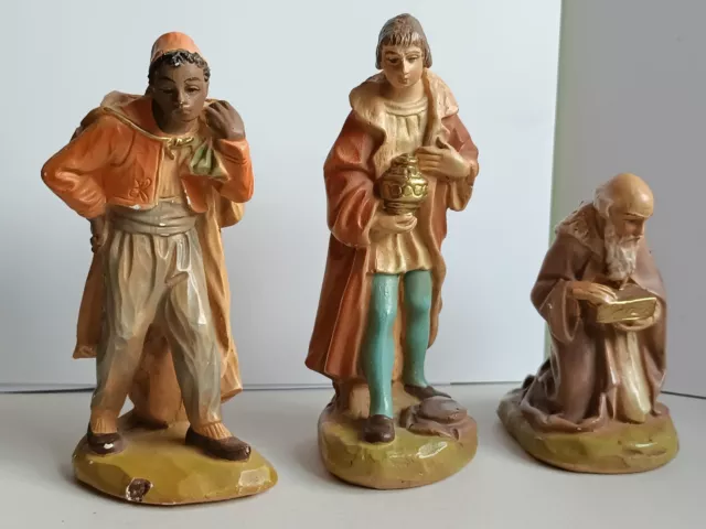 3 alte Krippenfiguren G.D. K. Gips