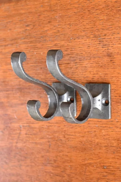 A Pair Of Classic Antique Style Cast Iron Double Coat Hook Hanger R16