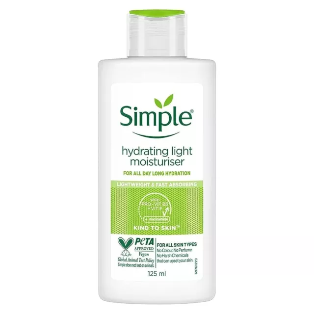 Lotion hydratante légère et hydratante Simple Kind To Skin 125 ml | Pour...