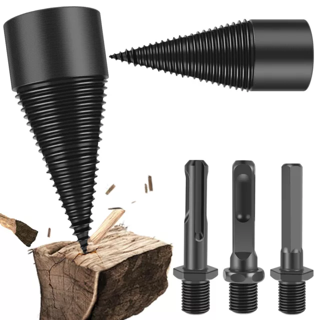 Firewood Drill Bit Set with 3 Drill Handles 32mm 42mm Removable Carbon WhOWF