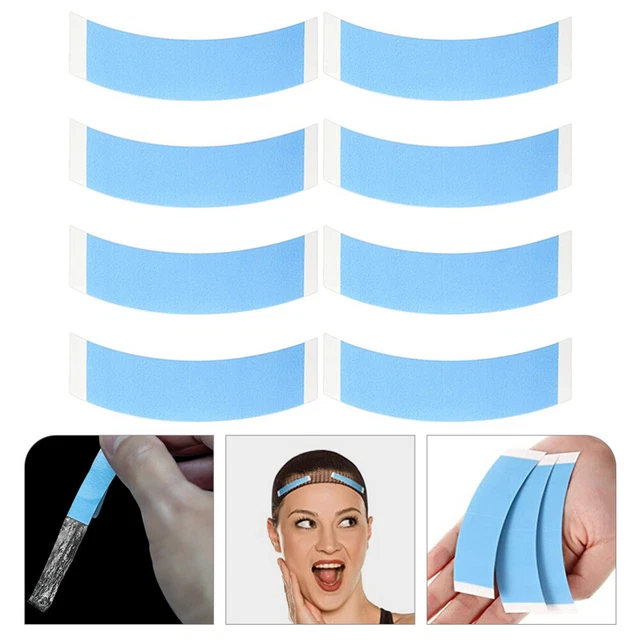 8 piezas Lámina de encaje para bloque de cabello laca para el cabello cinta de peluca autoadhesiva Sky-blue