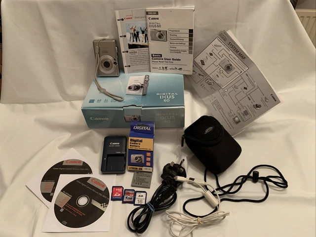 Canon IXUS 60 Digital Camera 6.0MP Zoom Lens TESTED 3 Memory Cards + Carry Case