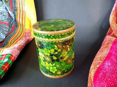 Old Chinese Cosamine Green Inlaid Copper Cigarette Container …beautiful collecti