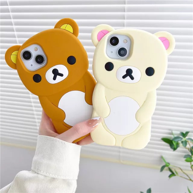 Cute Bear Cartoon Silicone Soft Phone Case Cover for iPhone 11 13 14 15 Pro Max