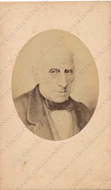 1860c Ritratto Scrittore Poeta Alessandro Manzoni Carte de visite CDV Fotografia