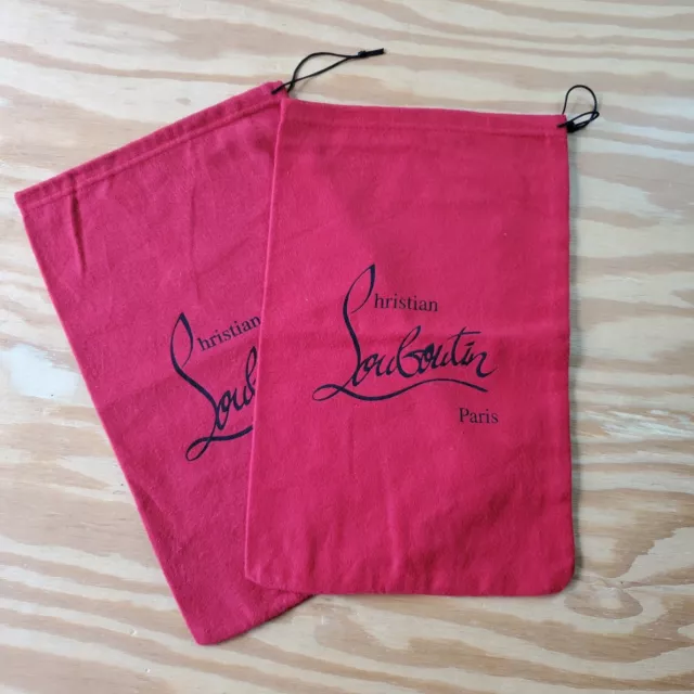 Juego de 2 bolsas de polvo rojas Christian Louboutin 14x9.5 almacenamiento protección de viaje A345