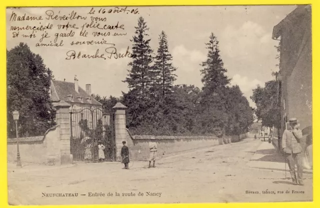 cpa 88 - NEUFCHÂTEAU (Vosges) Route de NANCY Animée GRILLE d'Entrée du CHÂTEAU