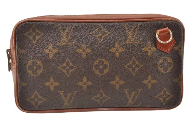 Auth Louis Vuitton Monogram Pochette Sport PM Clutch Hand Bag Old Model LV 8977I