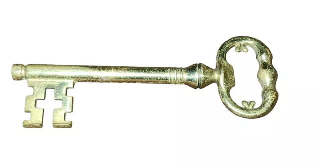 Vintage  Brass Skeleton Key Corkscrew And Bottle Openor