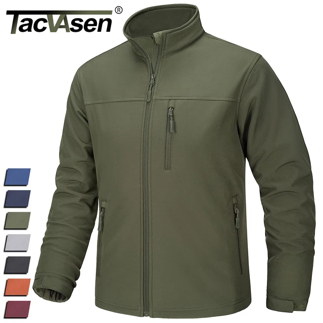 Mens Full-Zip Waterproof Hiking Jacket Softshell Fleece Lined Tactical Work Coat