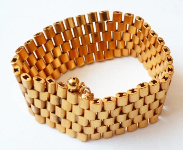 Bracelet Maillons Articulés Vintage Or - Bijou Ancien Style 1859, Occasion En Parfait état