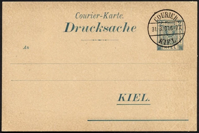 KIEL A P 26I BRIEF, COURIER: 1899, 2 Pf. grün, Zierstrich Type I, leer gestempel
