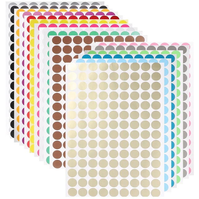 16 Sheets of Colored Round Labels Stickers Classification Stickers Dot Stickers