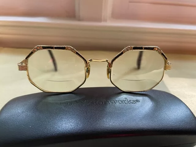 Vintage Victory Eyeglasses Frames 12K Gold Filled GF Octagon 5 1/2 Crystals 3