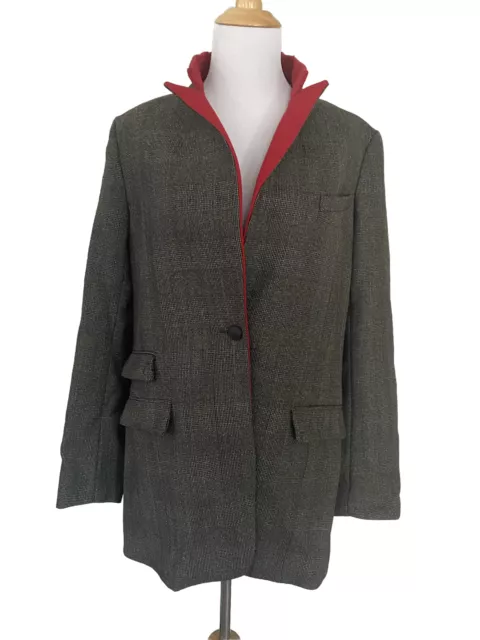 Rag & Bone Paloma Red Contrast Lapel Wool Blazer Jacket Gray Tweed Size 6