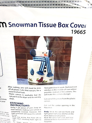 Hombre de Nieve Caja de Tejidos Cubierta Plástico Lona Kit Decoración de Pared Kit Talla Cubo Mary Maxim