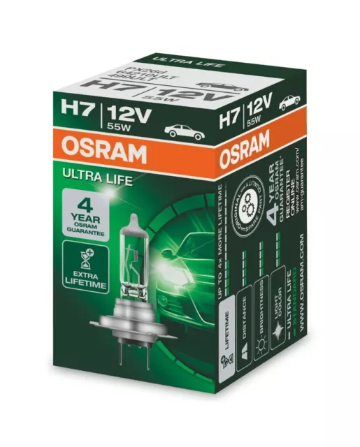 OSRAM H7 ULTRA LIFE 55 Watt 12 Volt PKW 64210 Auto Lampe PX26d Birne 55W