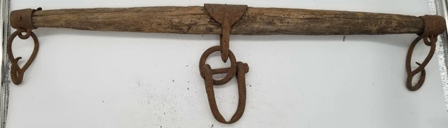 Antique Vintage 29" Wood & Iron Single Tree Yoke Wall Hanger Hanging Decoration