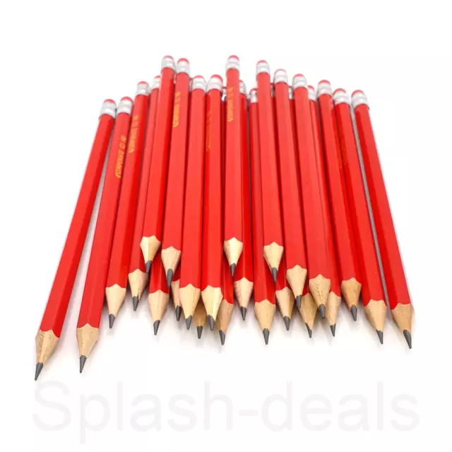 HB Pencils With Eraser Rubber Tip - Drawing Sketch Quality Red Pencils