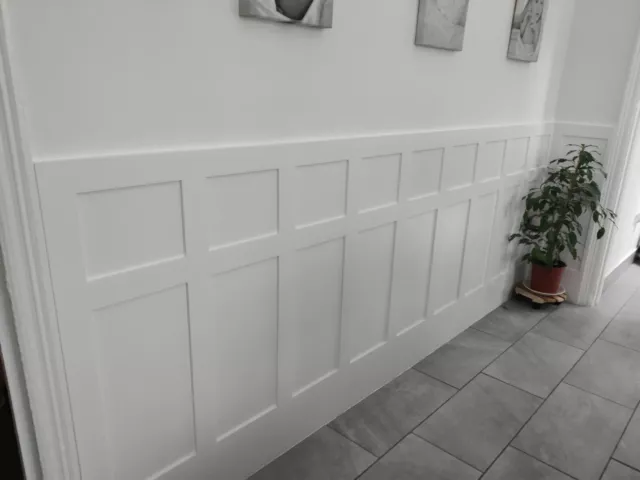 Primed Wall Panelling moisture resistant Edwardian style with backboard