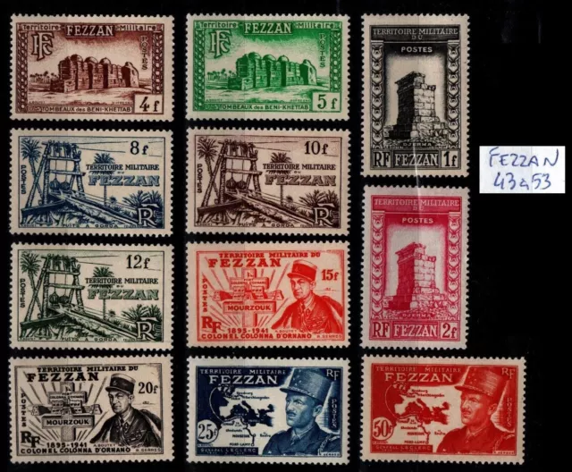 FEZZAN : Série 43 à 53, Neufs * = Cote 56 € / Lot Timbres COLONIES